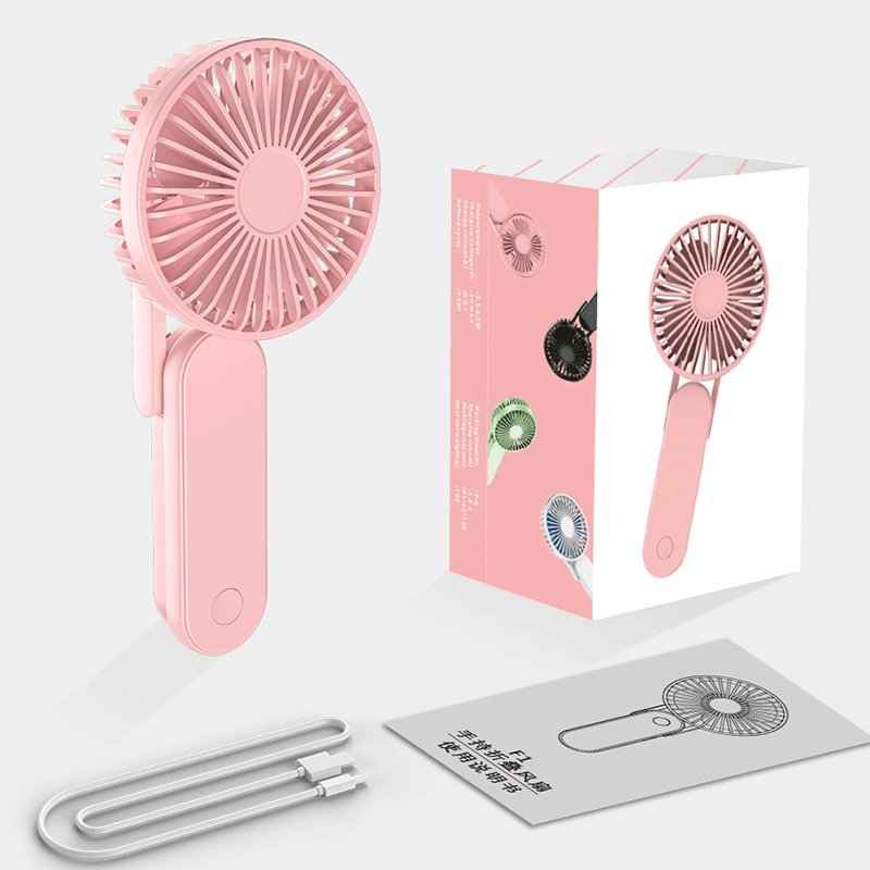 Summer Cooling Custom Logo Foldable Design Cordless Small Personal 3 Speeds Adjust Handheld Mini USB Charging Rechargeable Fan   